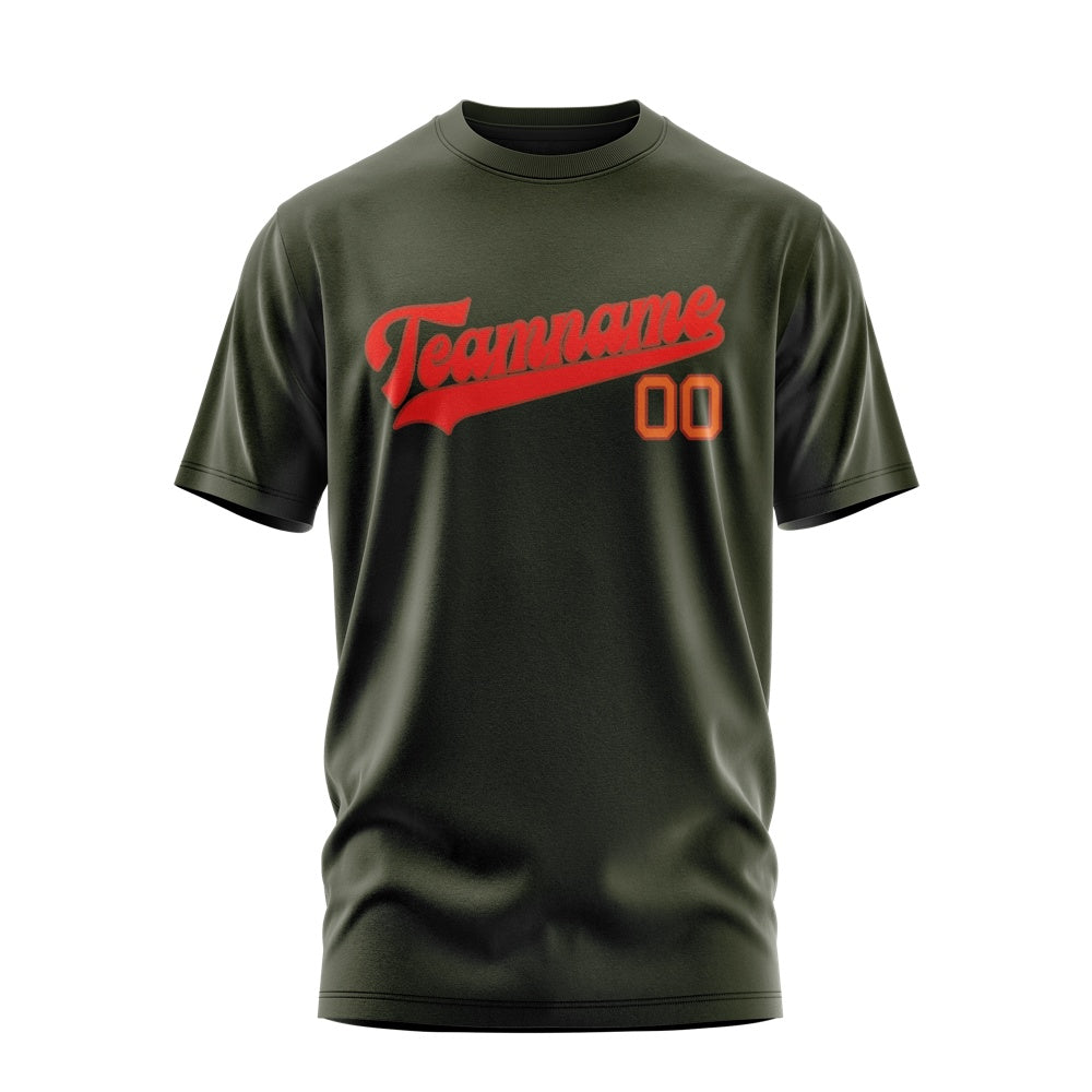Custom Olive Orange Red T-Shirt