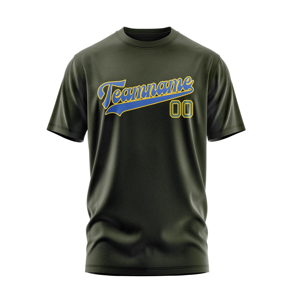 Custom Olive Sky Blue T-Shirt