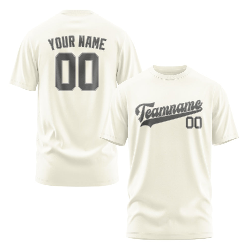 Custom Cream Dark Grey T-Shirt