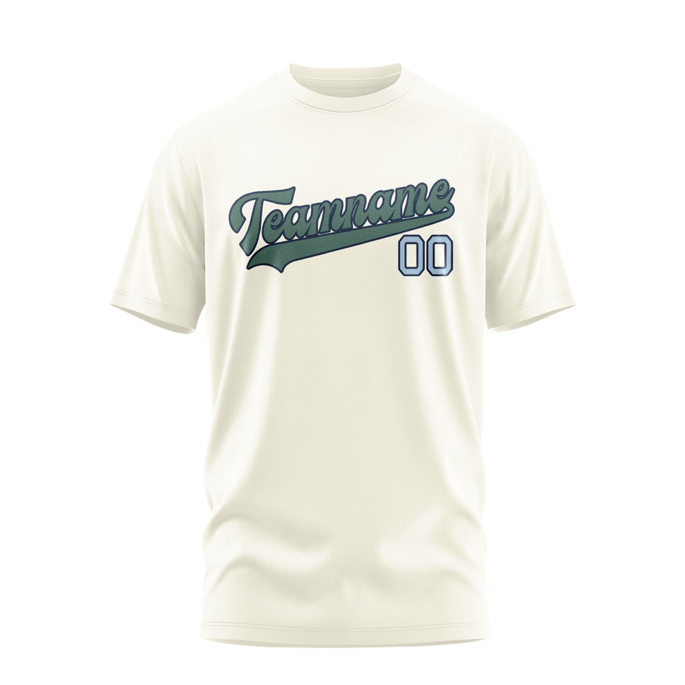 Custom Cream Blue Green T-Shirt