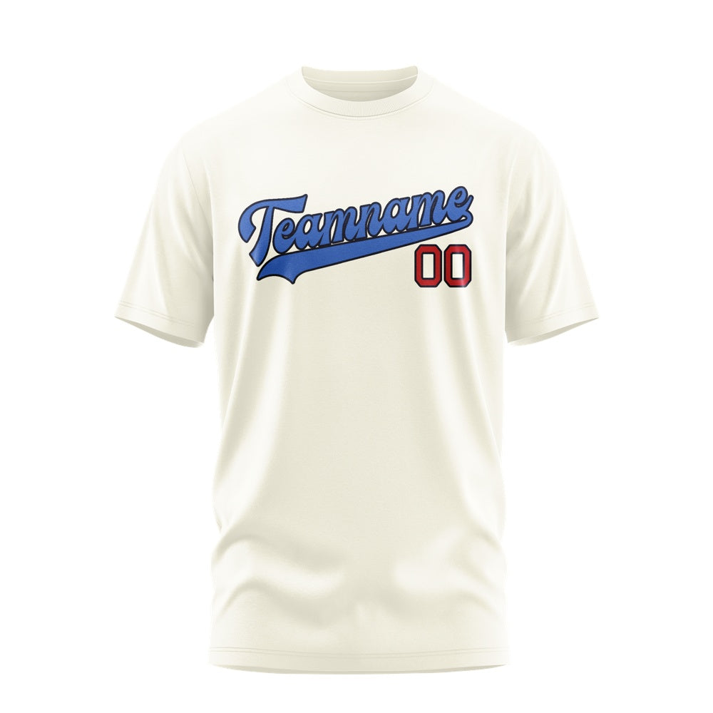 Custom Cream Sky Blue T-Shirt