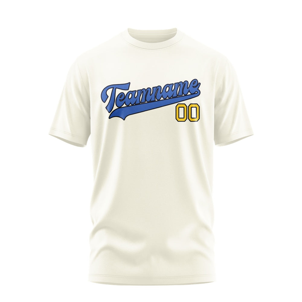 Custom Cream Sky Blue T-Shirt