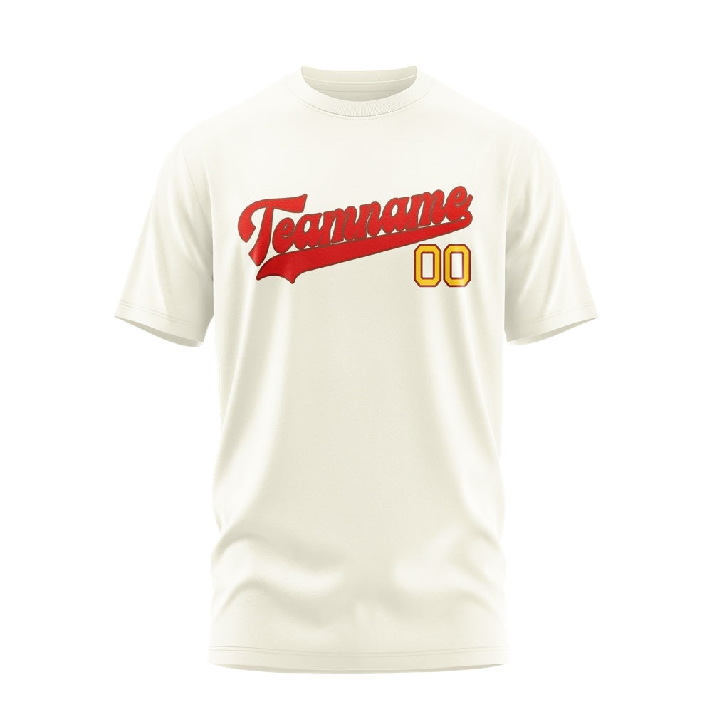 Custom Cream Orange Red T-Shirt