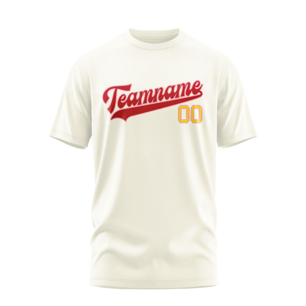 Custom Cream Red T-Shirt