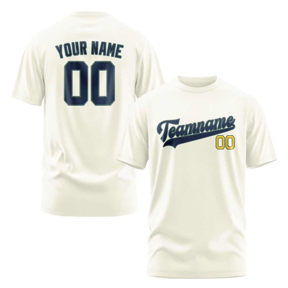 Custom Cream Blue T-Shirt
