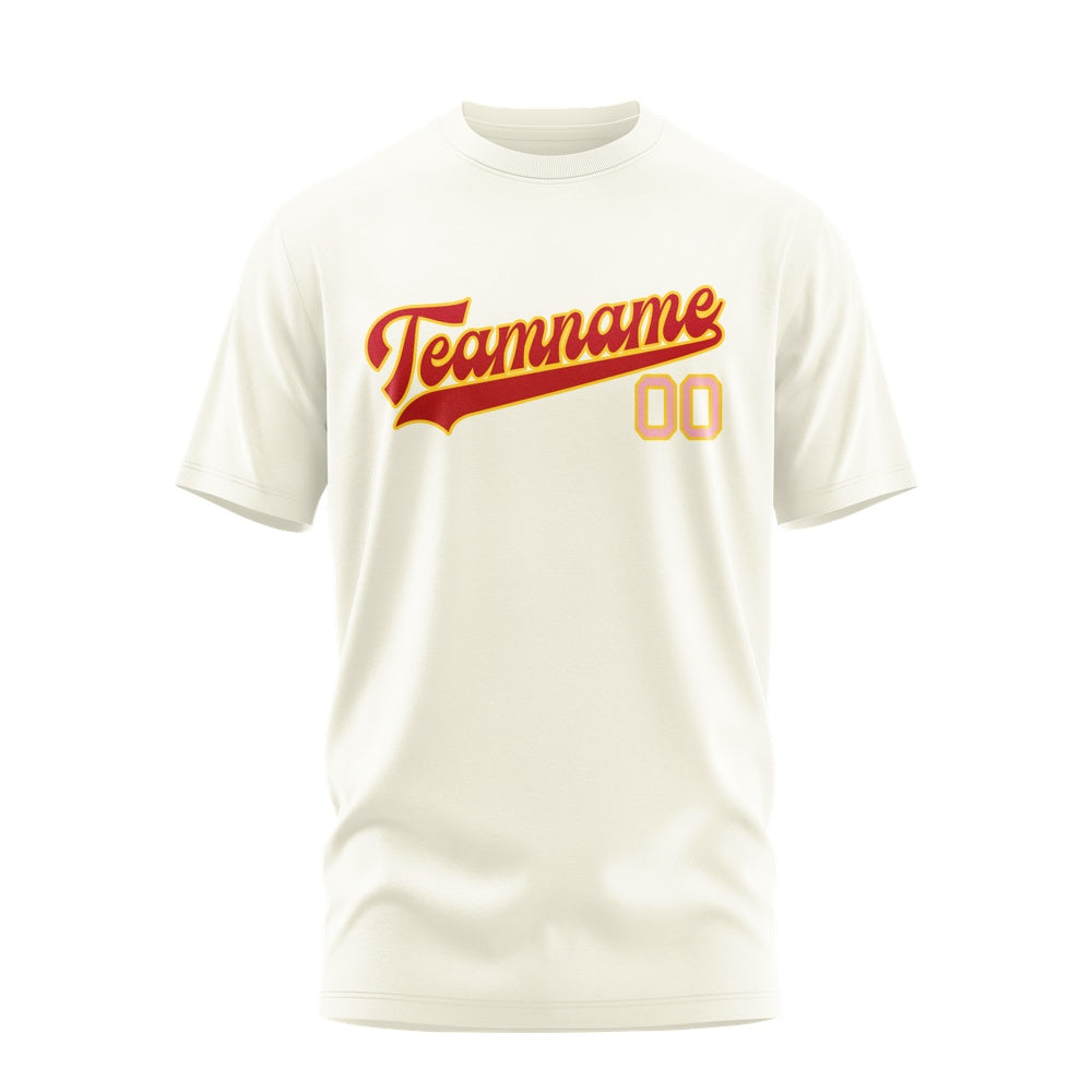Custom Cream Red T-Shirt