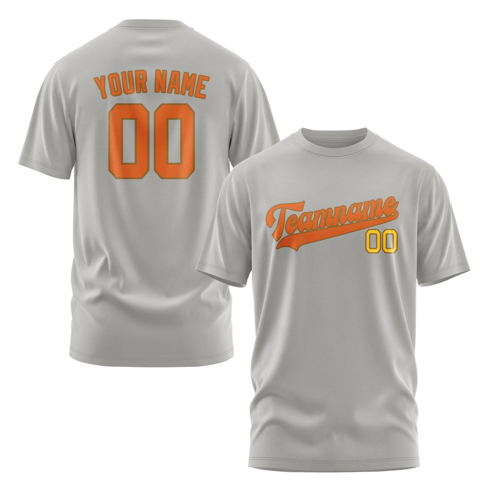 Custom Gray Orange T-Shirt