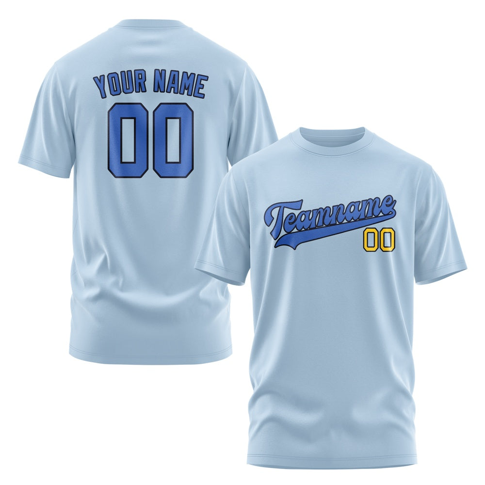 Custom Light Blue Sky Blue T-Shirt