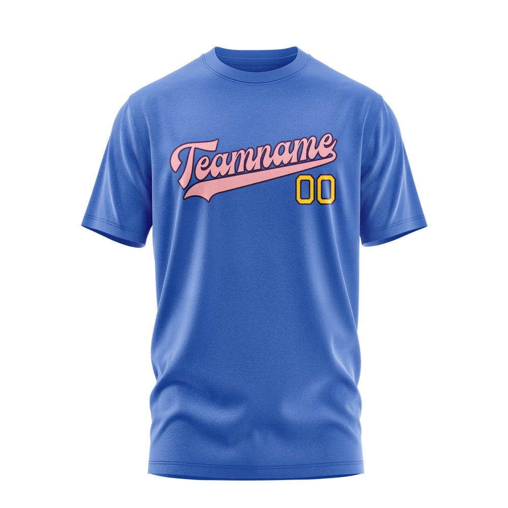Custom Sky Blue Light Pink T-Shirt