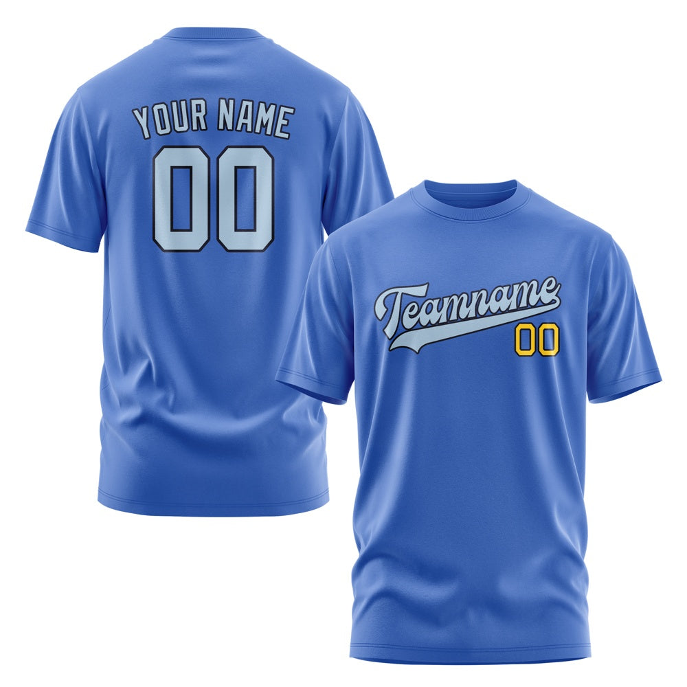 Custom Sky Blue Light Blue T-Shirt