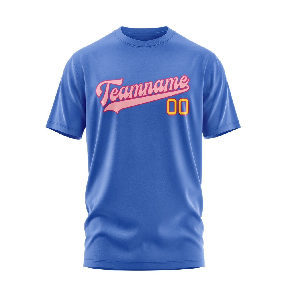 Custom Sky Blue Light Pink T-Shirt