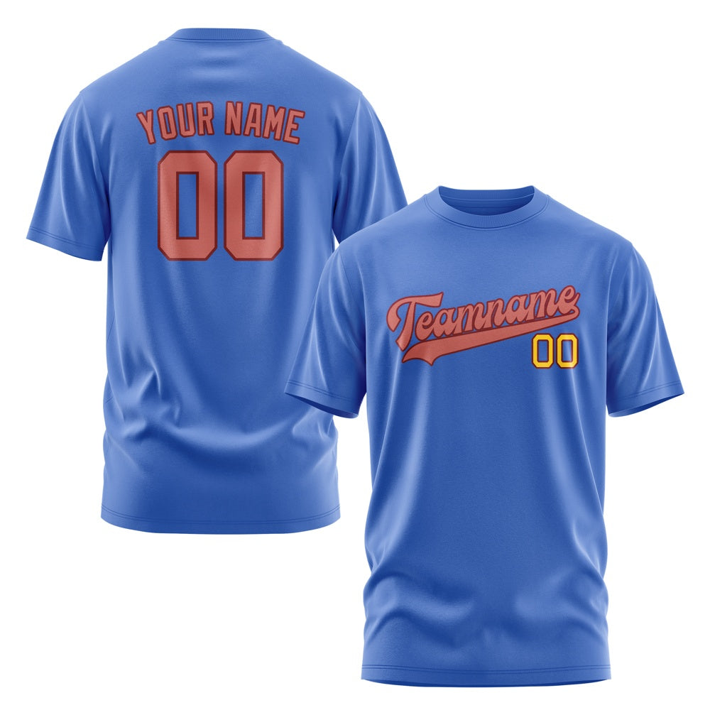 Custom Sky Blue Copper Rose T-Shirt