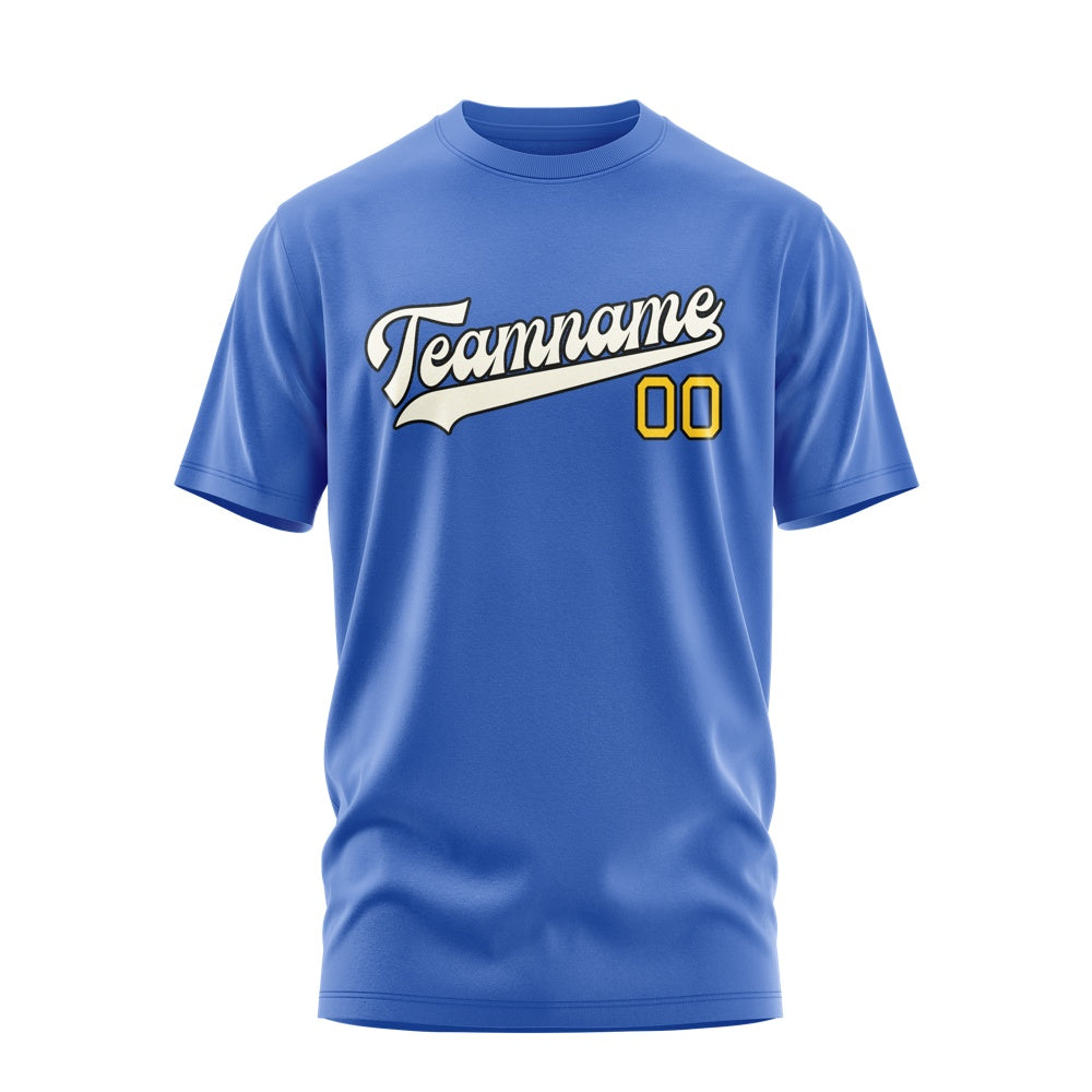 Custom Sky Blue Cream T-Shirt