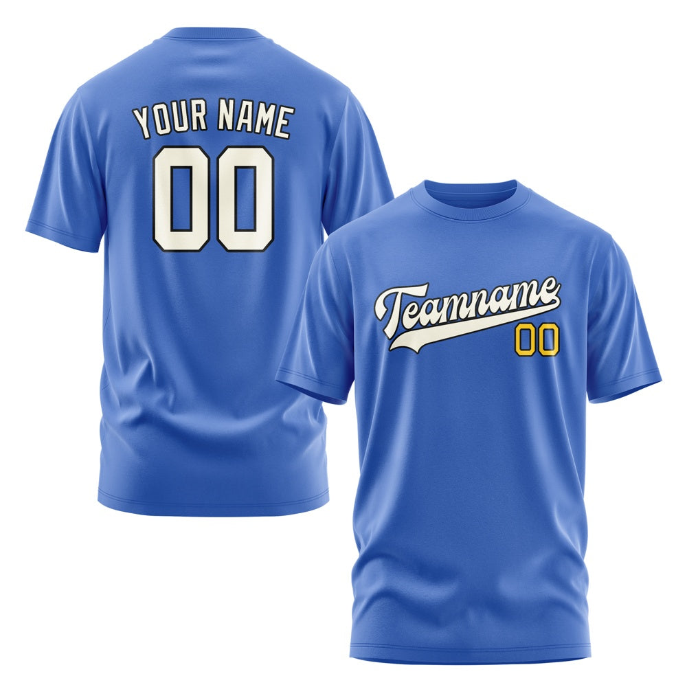 Custom Sky Blue Cream T-Shirt