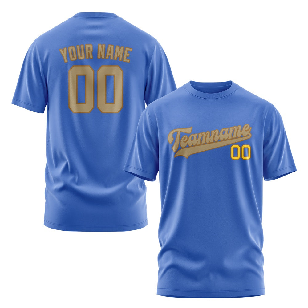 Custom Sky Blue Light Khaki T-Shirt