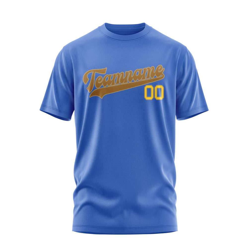 Custom Sky Blue Khaki T-Shirt
