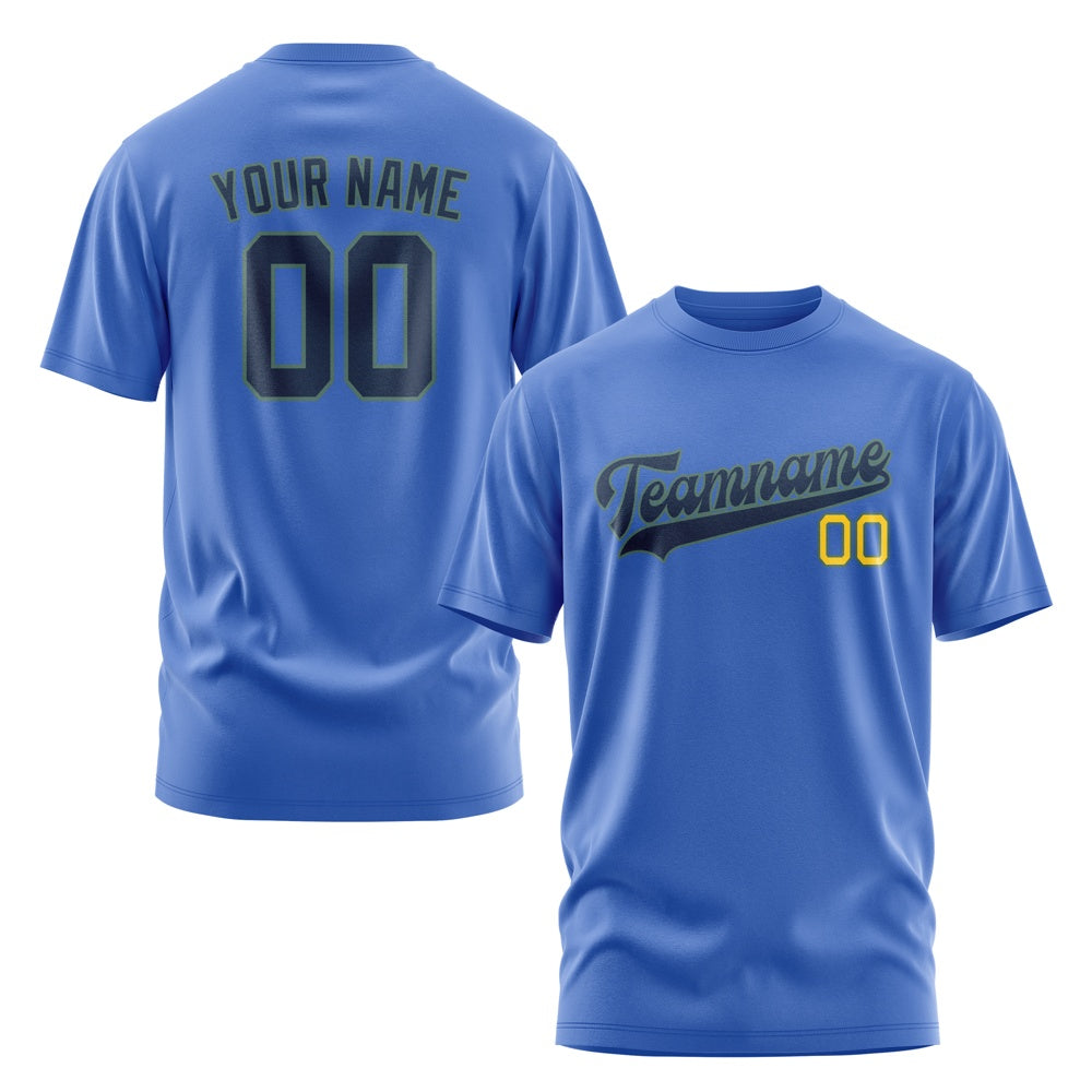 Custom Sky Blue Blue T-Shirt