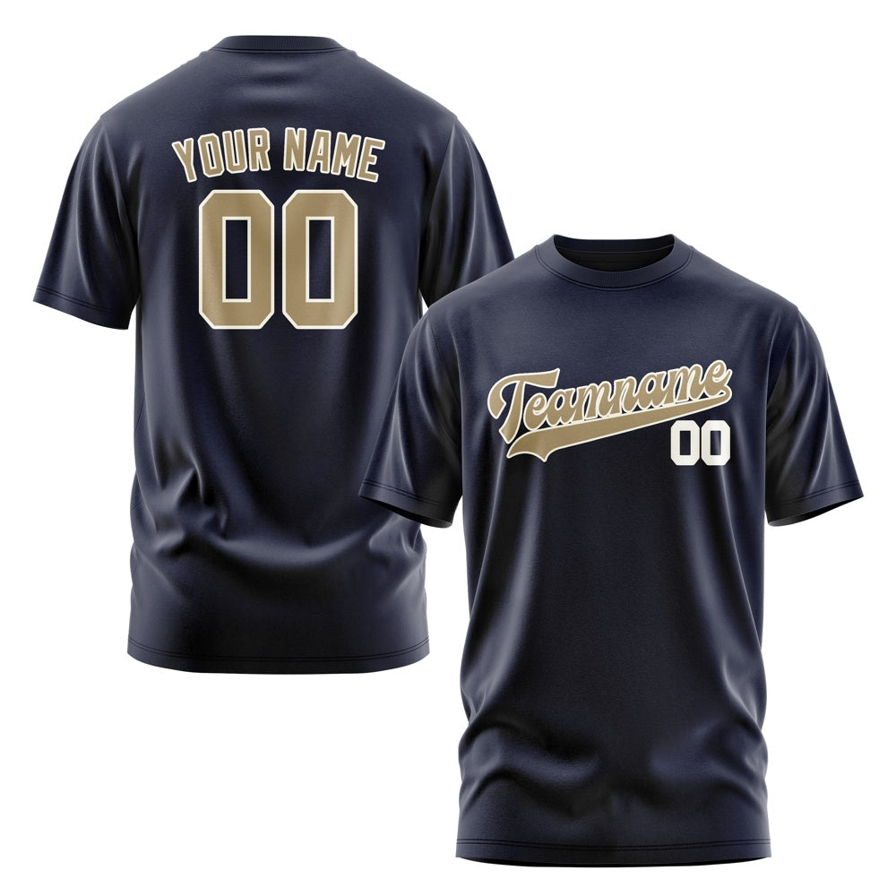 Custom Navy Light Khaki T-Shirt
