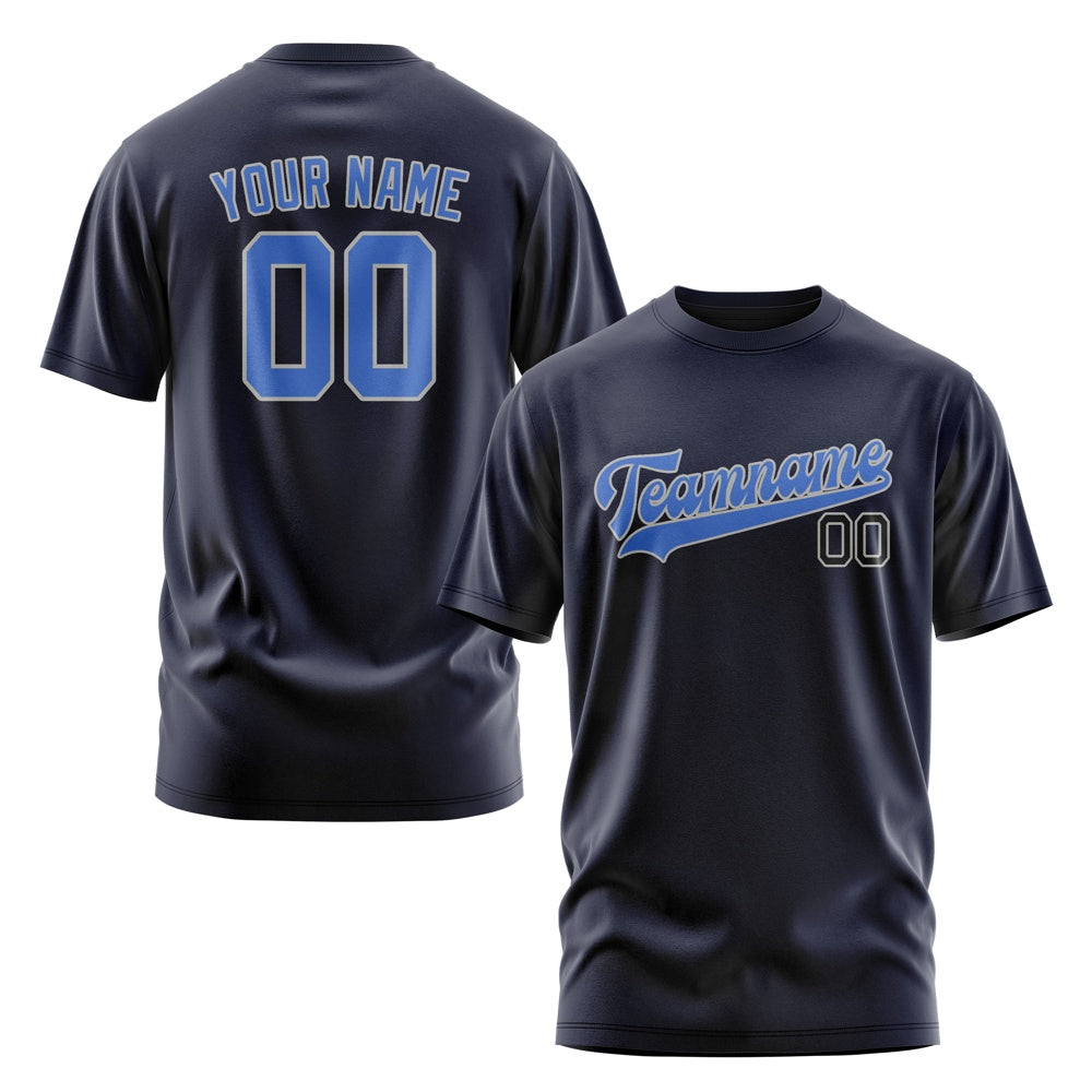 Custom Navy Sky Blue T-Shirt