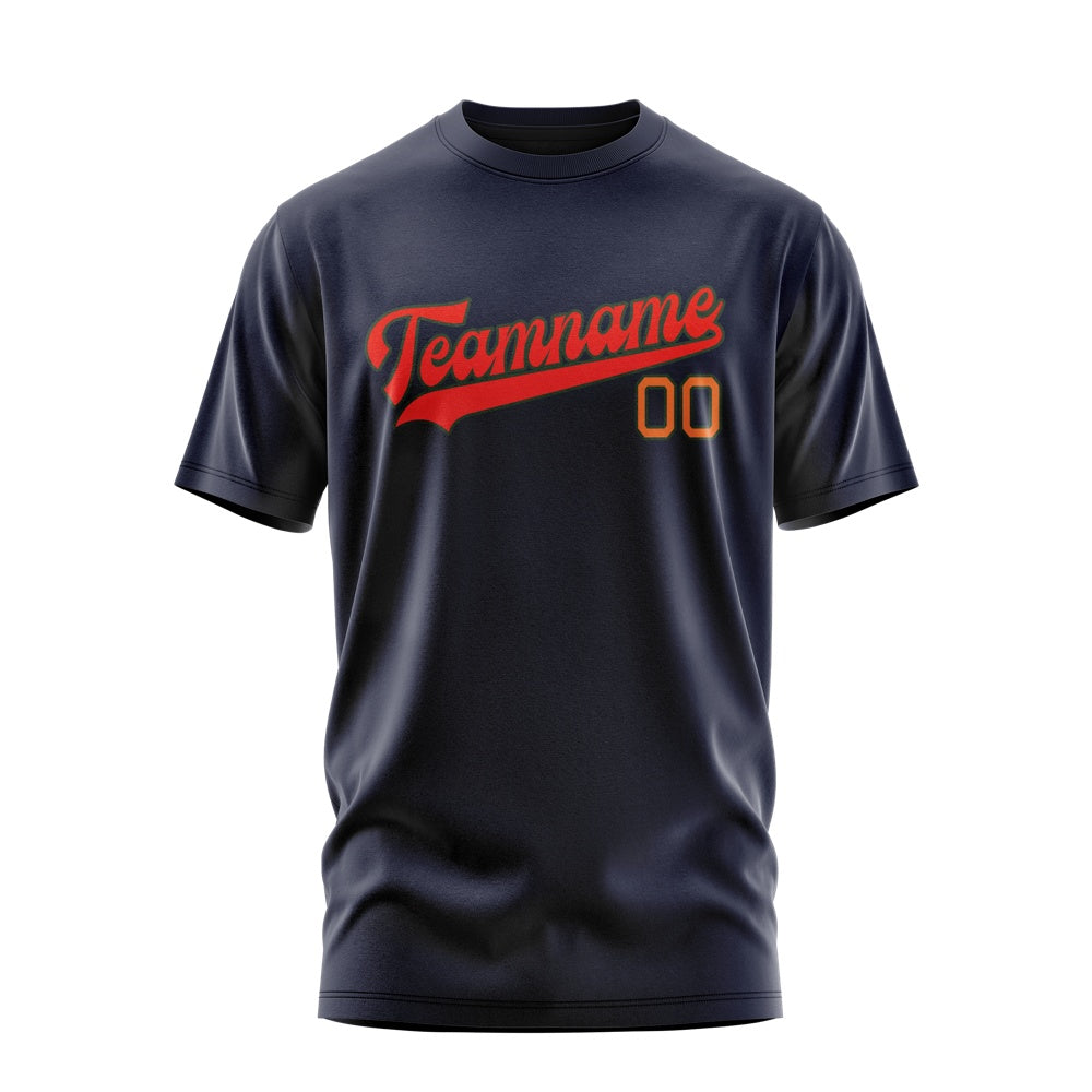 Custom Navy Orange Red T-Shirt