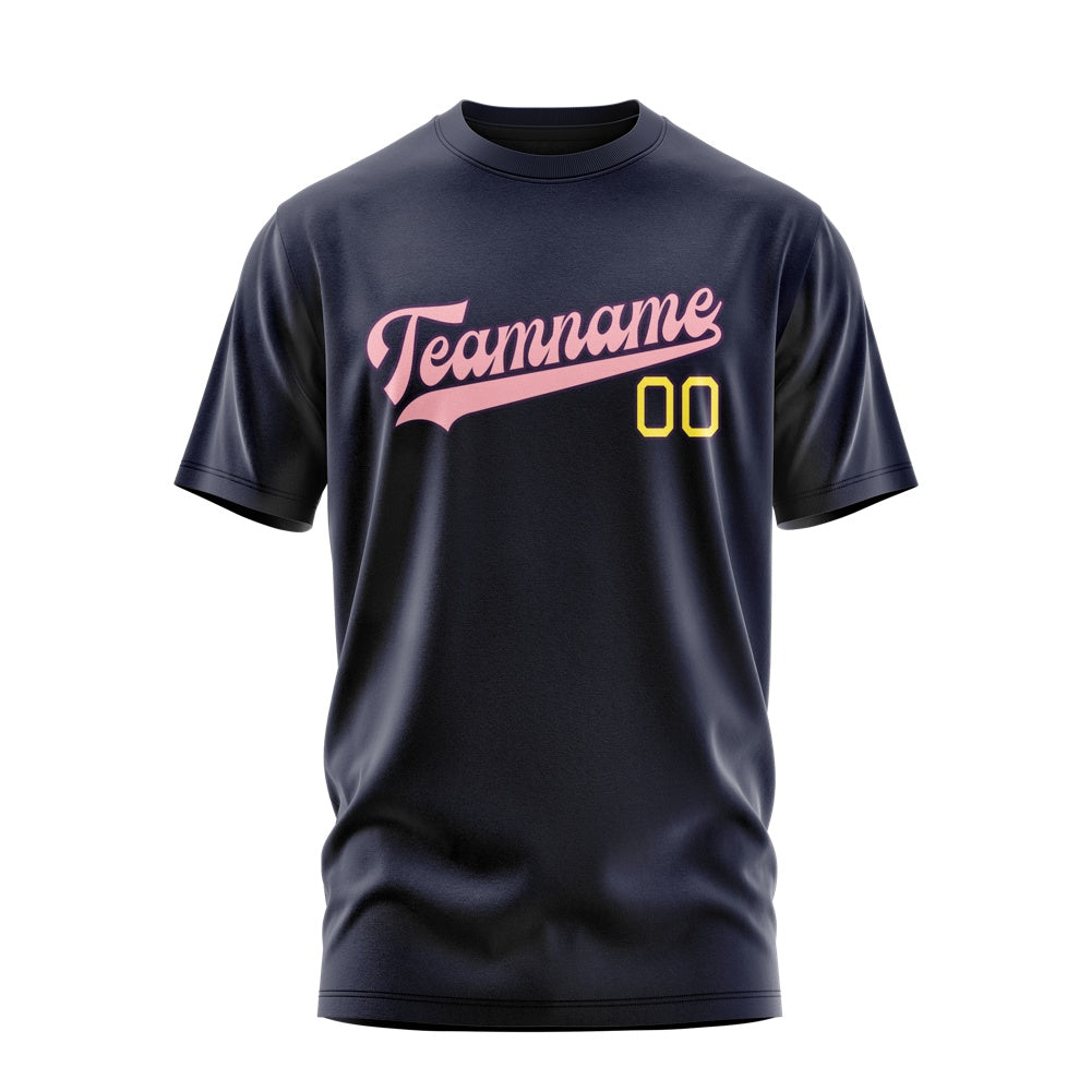 Custom Navy Light Pink T-Shirt