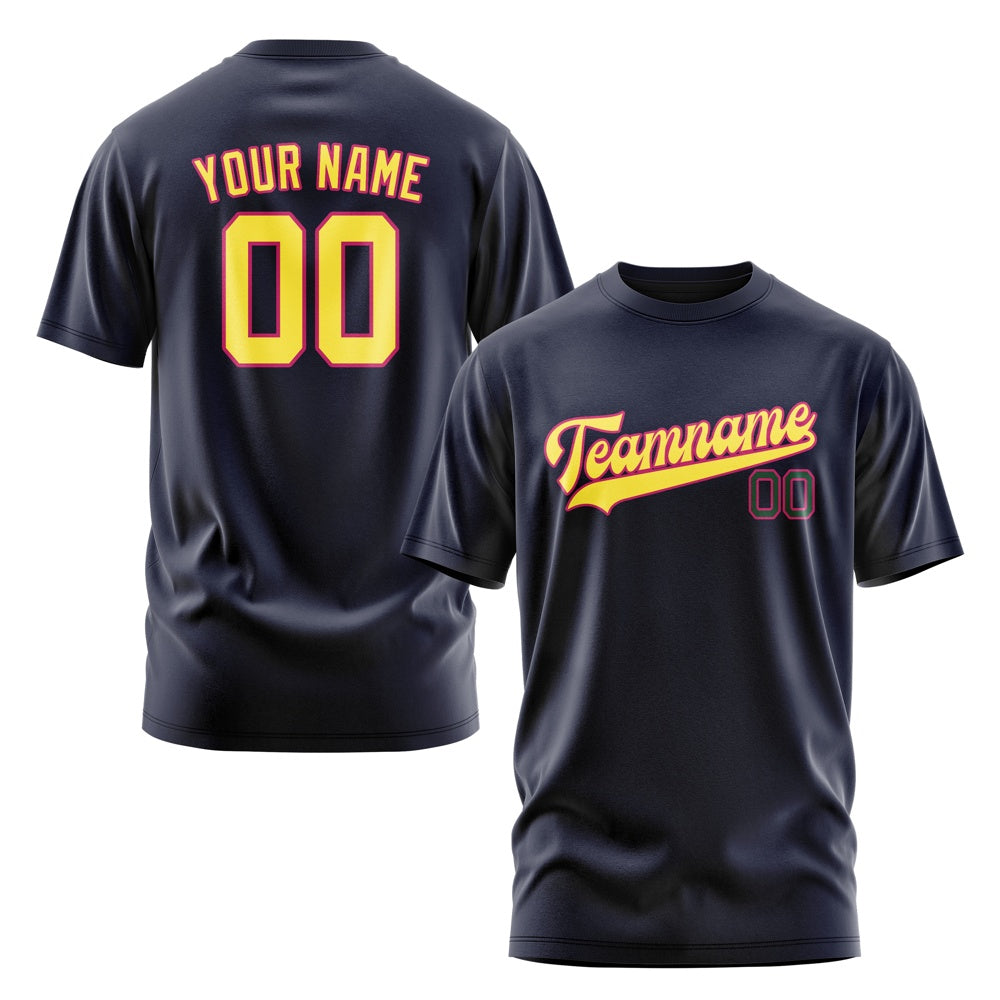 Custom Navy Light Yellow T-Shirt