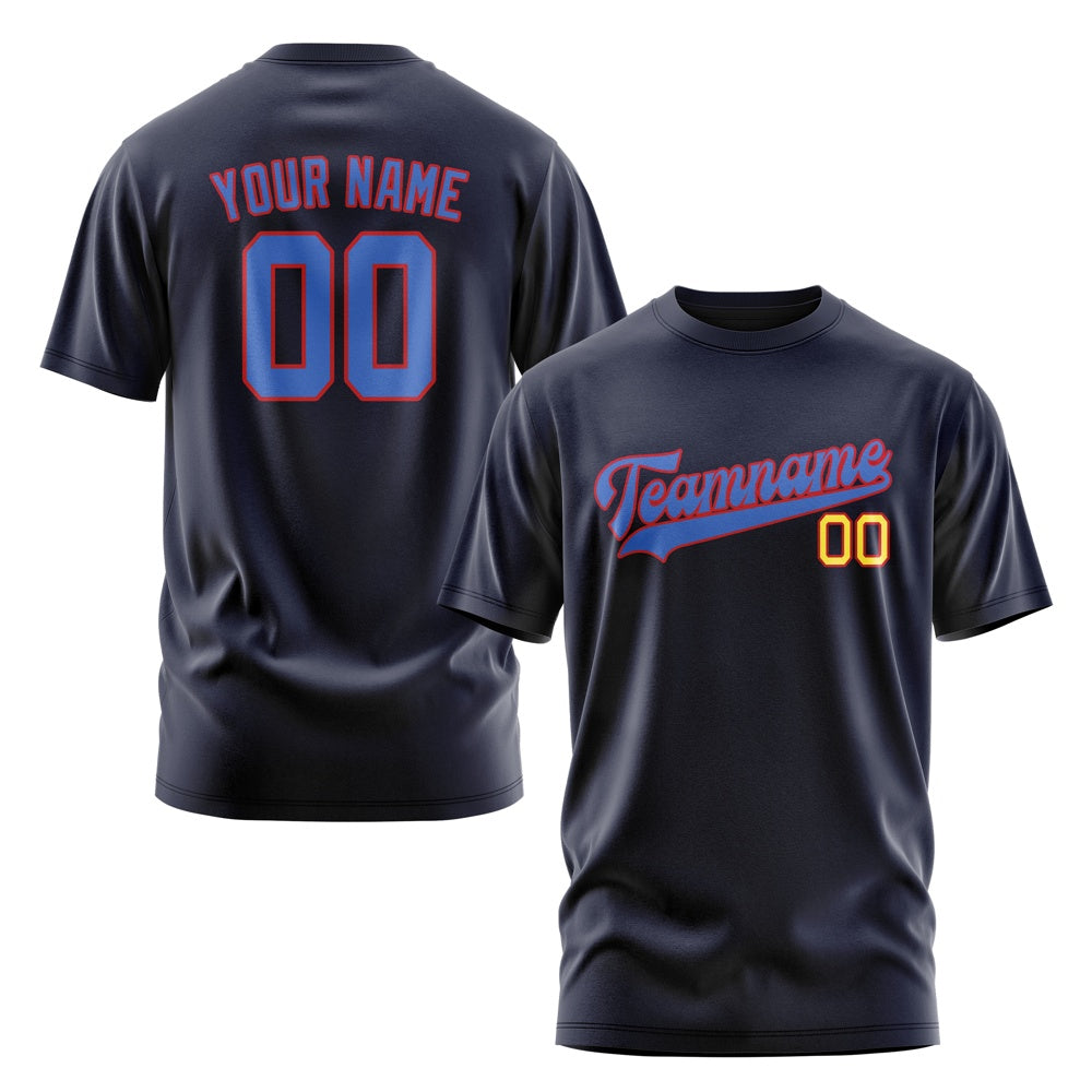 Custom Navy Sky Blue T-Shirt
