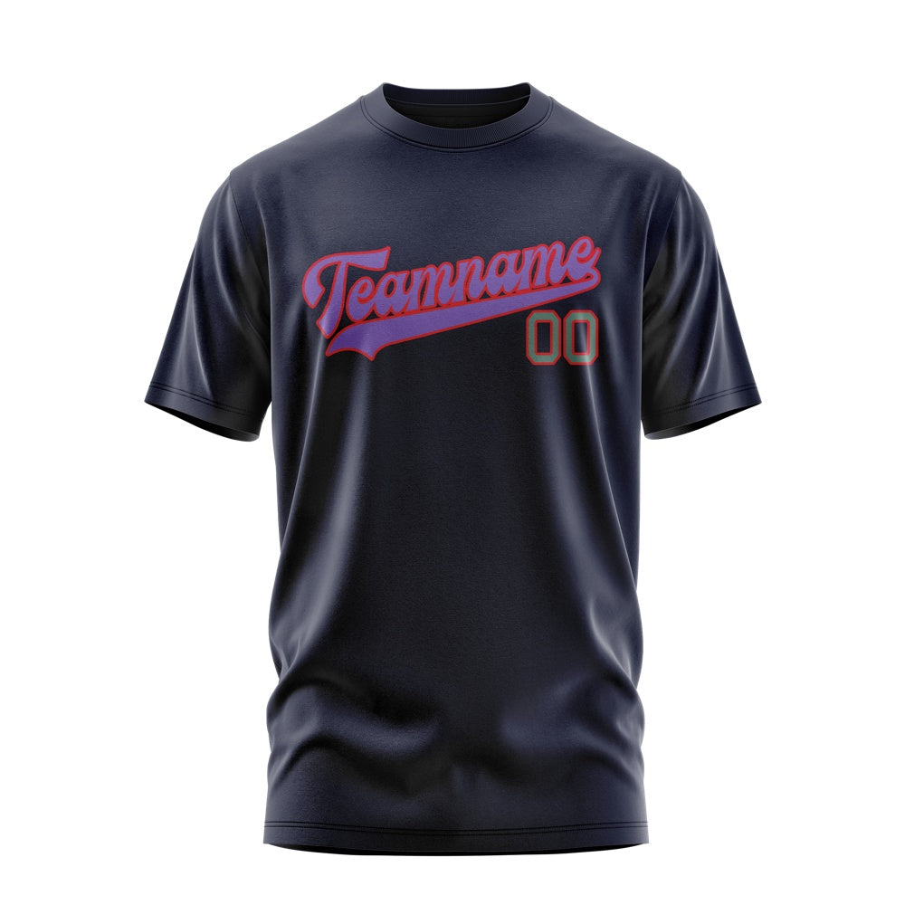 Custom Navy Light Purple T-Shirt