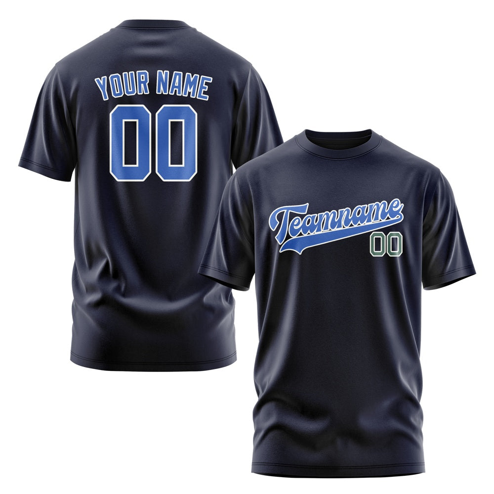 Custom Navy Sky Blue T-Shirt
