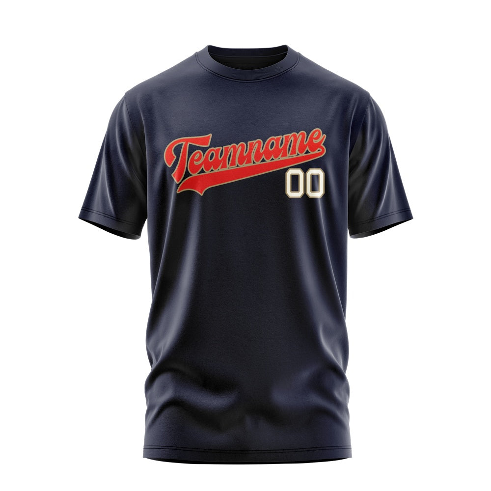 Custom Navy Orange Red T-Shirt