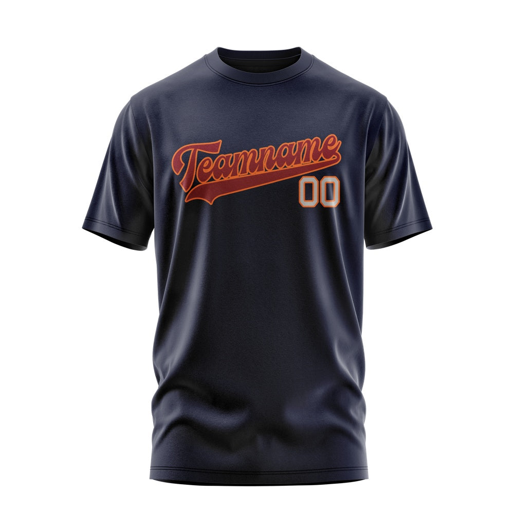 Custom Navy Crimson Red T-Shirt