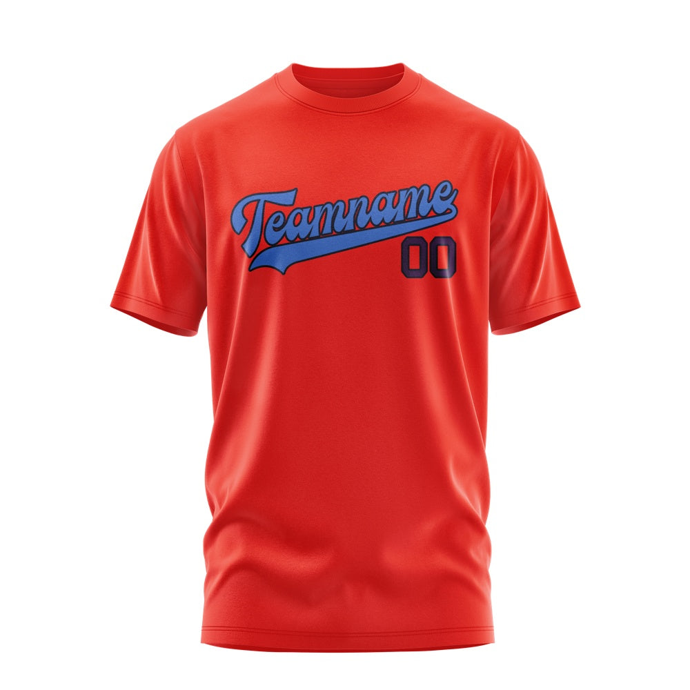 Custom Orange Red Sky Blue T-Shirt