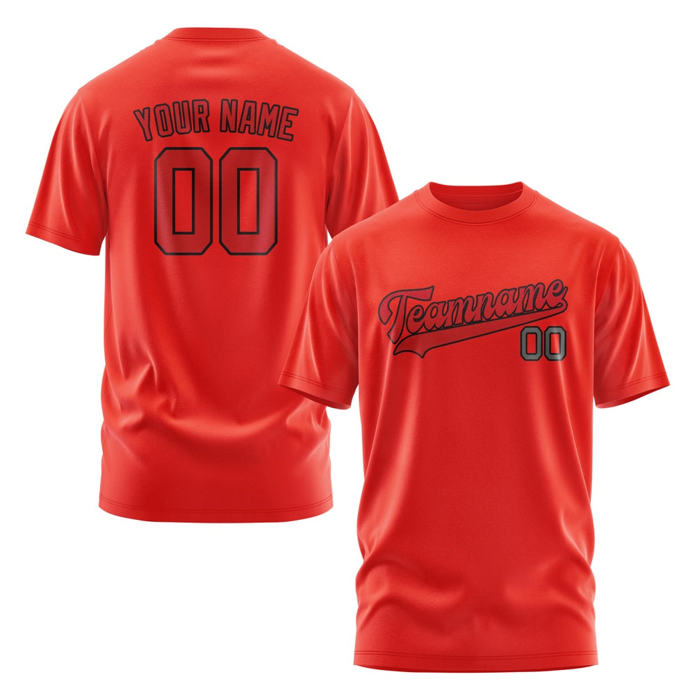 Custom Orange Red Red T-Shirt