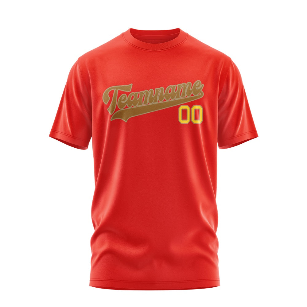 Custom Orange Red Khaki T-Shirt