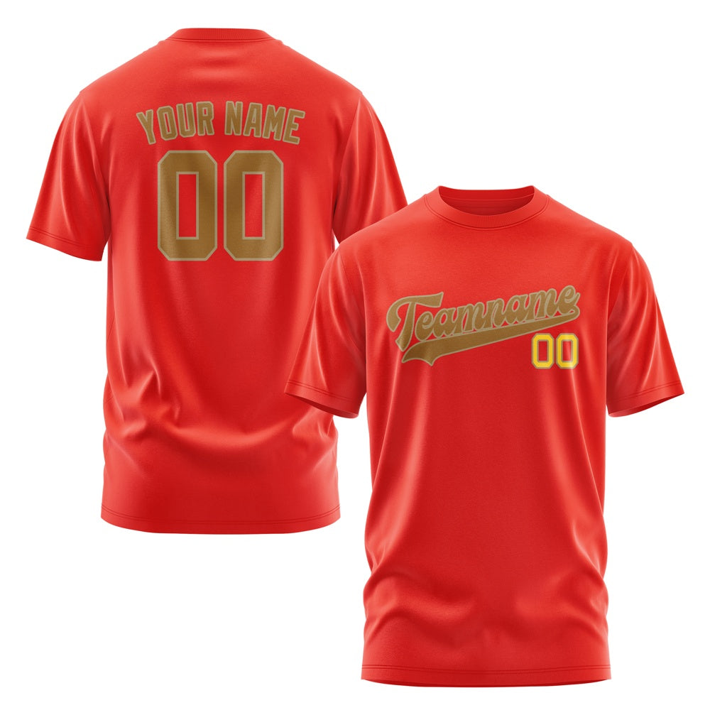 Custom Orange Red Khaki T-Shirt