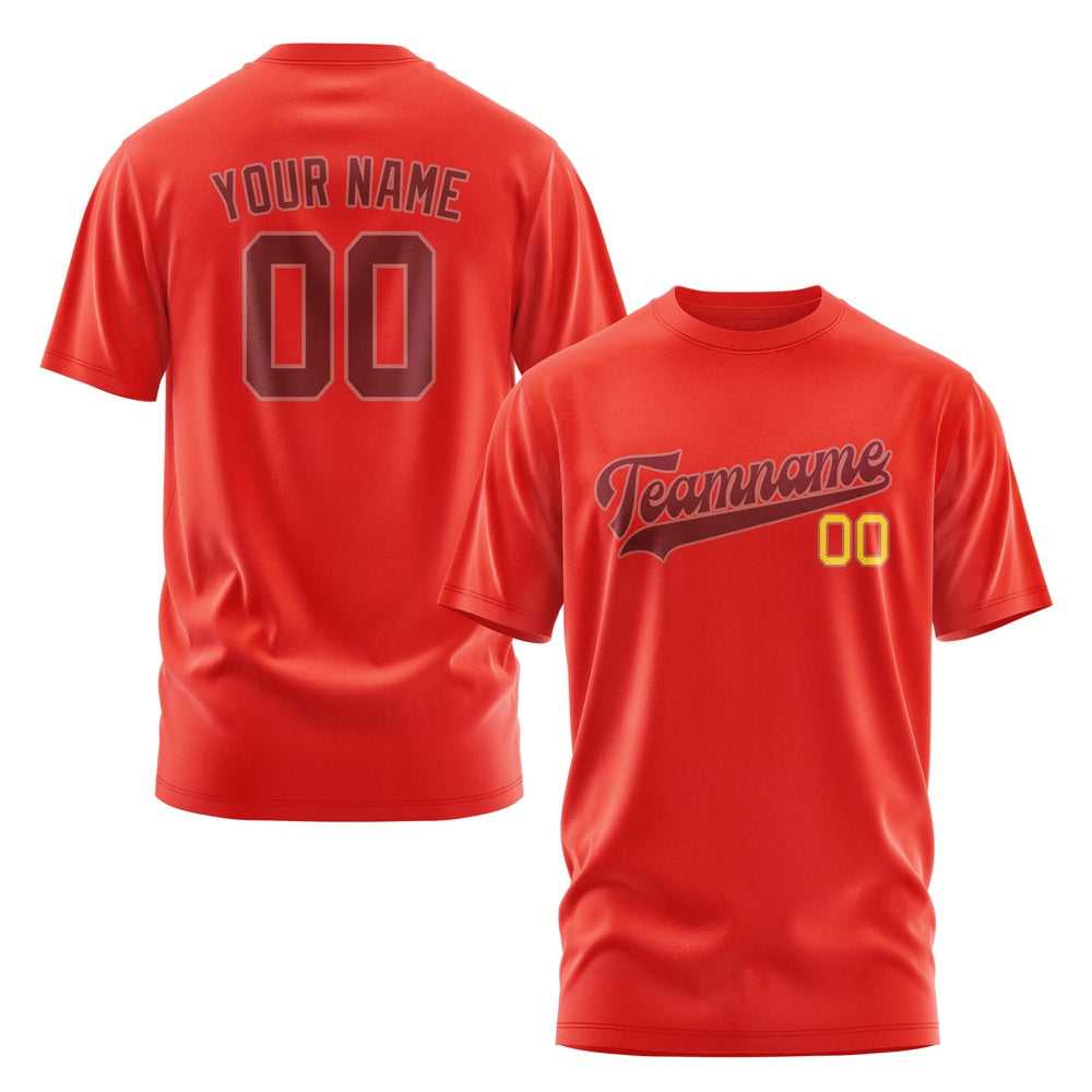 Custom Orange Red Crimson Red T-Shirt