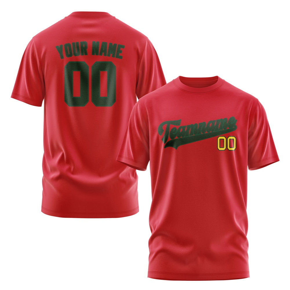 Custom Red Dark Green T-Shirt