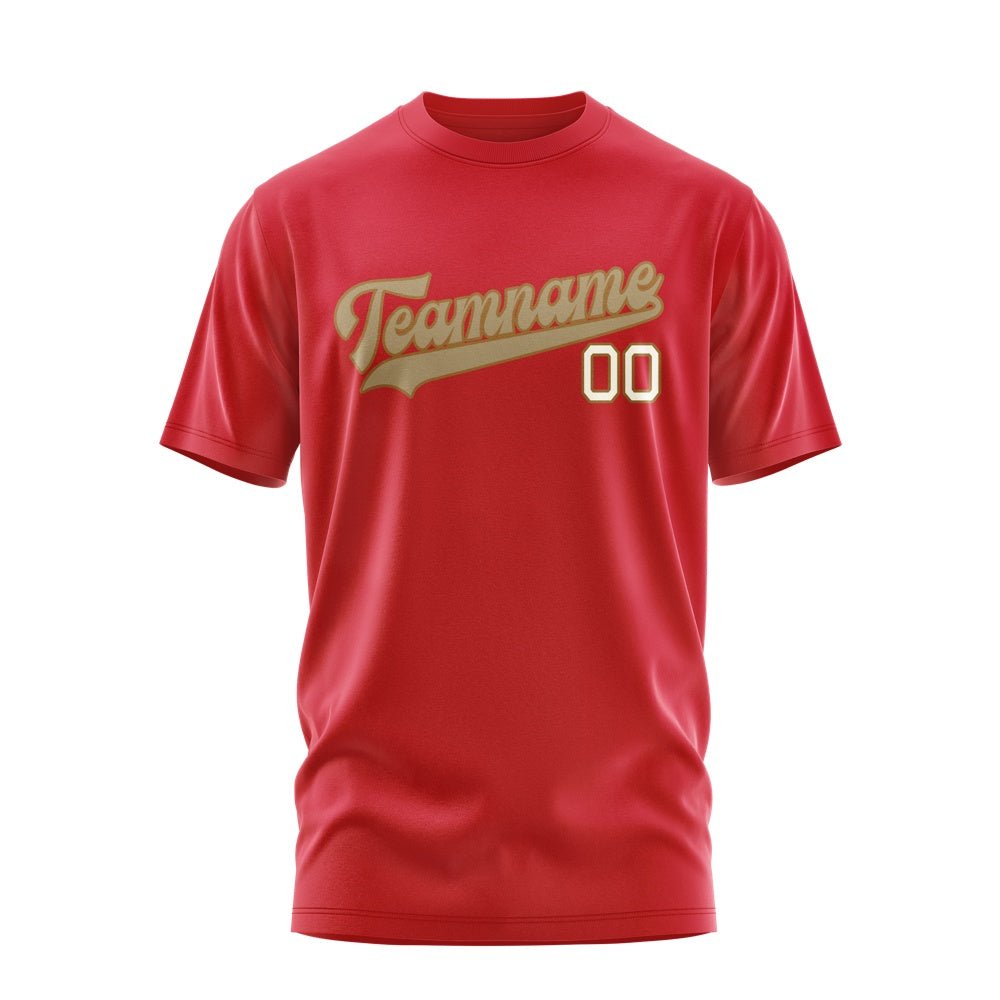 Custom Red Light Khaki T-Shirt