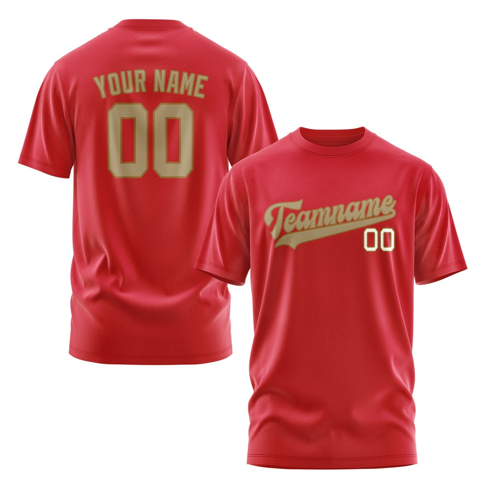 Custom Red Light Khaki T-Shirt
