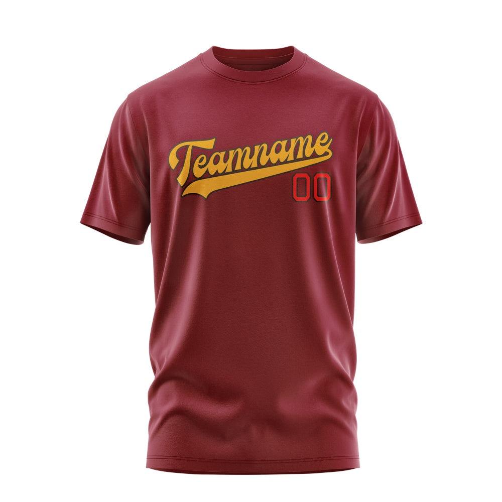 Custom Crimson Red Yellow T-Shirt