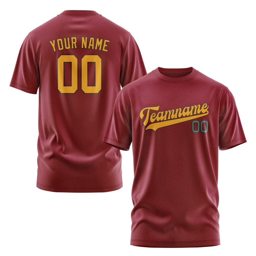Custom Crimson Red Yellow T-Shirt