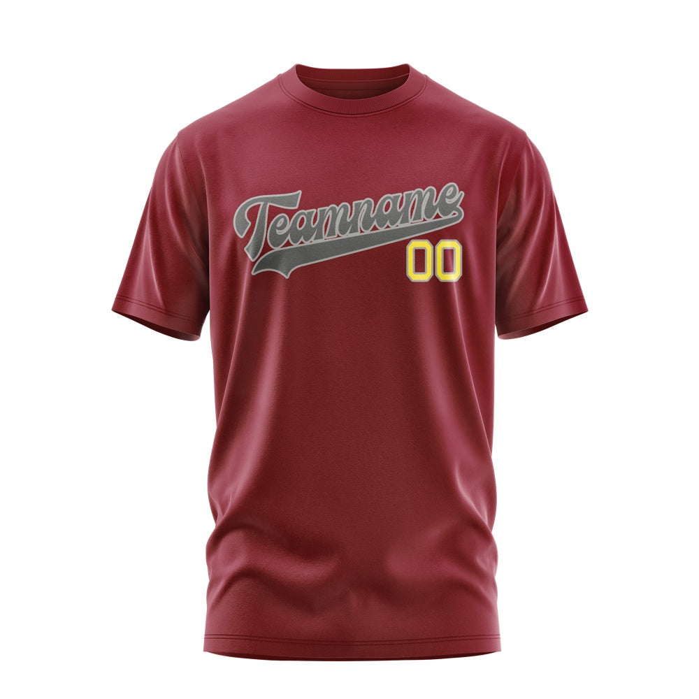 Custom Crimson Red Dark Grey T-Shirt