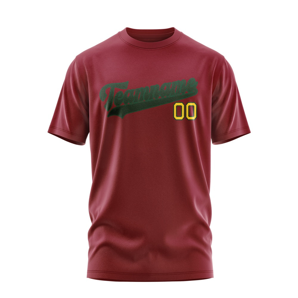 Custom Crimson Red Dark Green T-Shirt