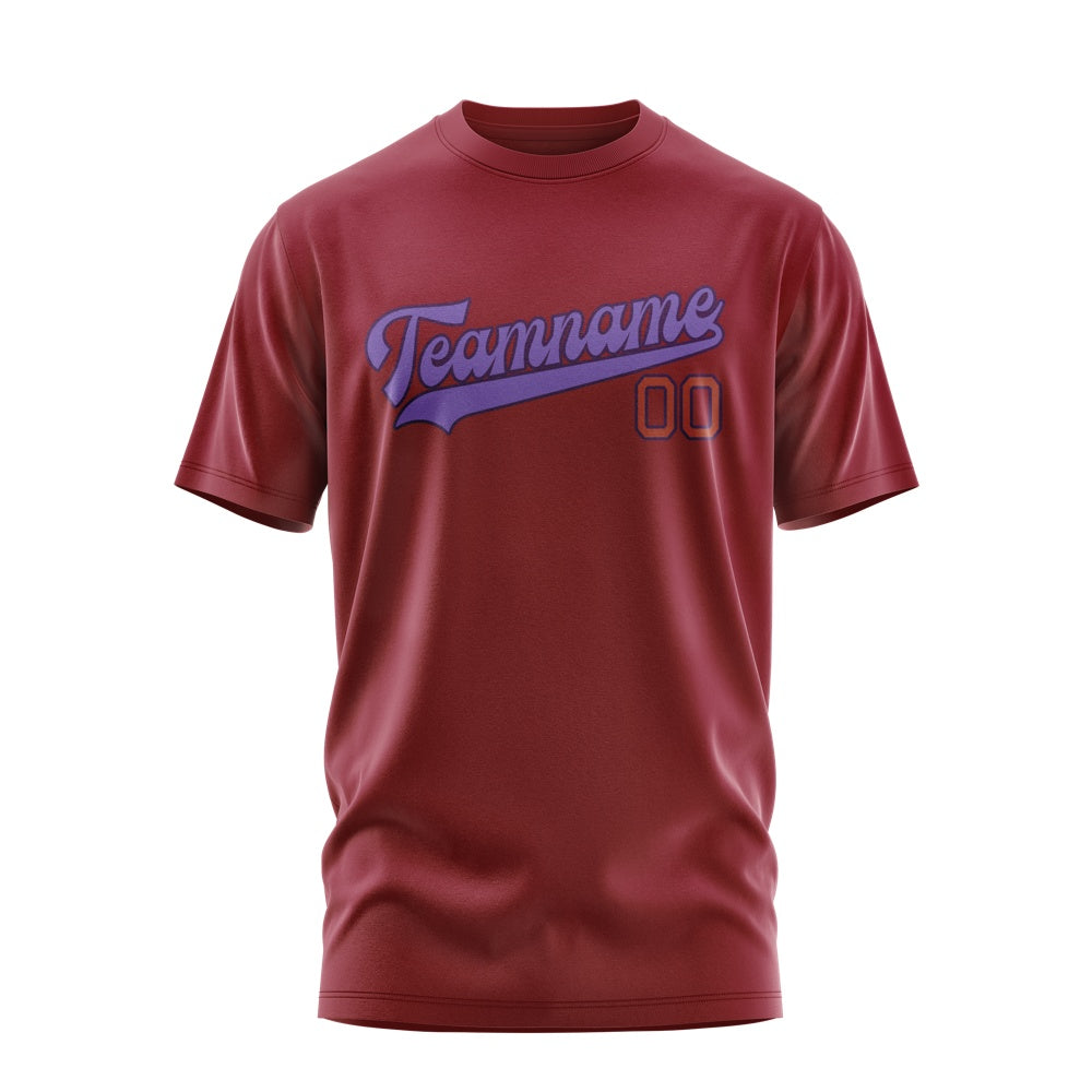 Custom Crimson Red Light Purple T-Shirt