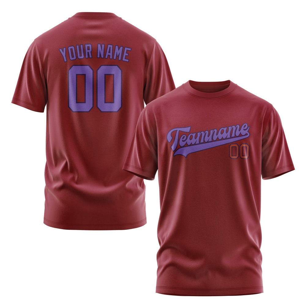 Custom Crimson Red Light Purple T-Shirt