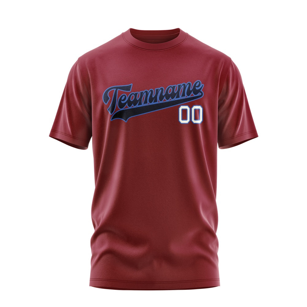 Custom Crimson Red Navy T-Shirt