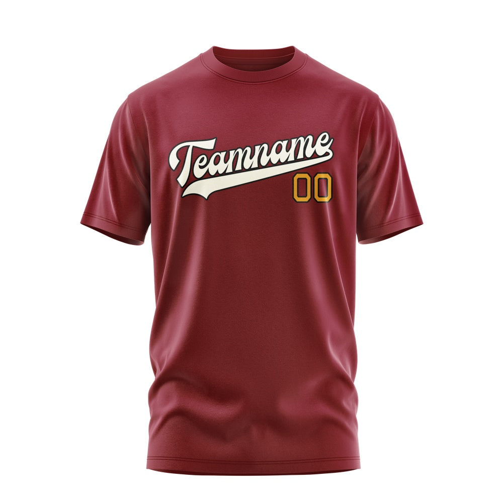 Custom Crimson Red Cream T-Shirt