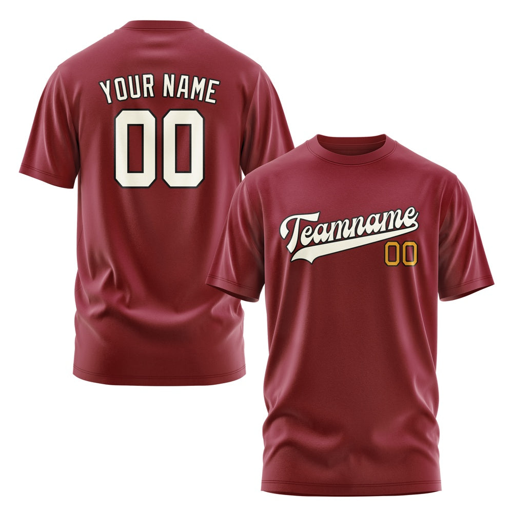 Custom Crimson Red Cream T-Shirt