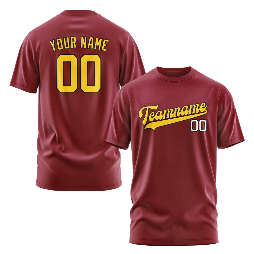 Custom Crimson Red Gold T-Shirt