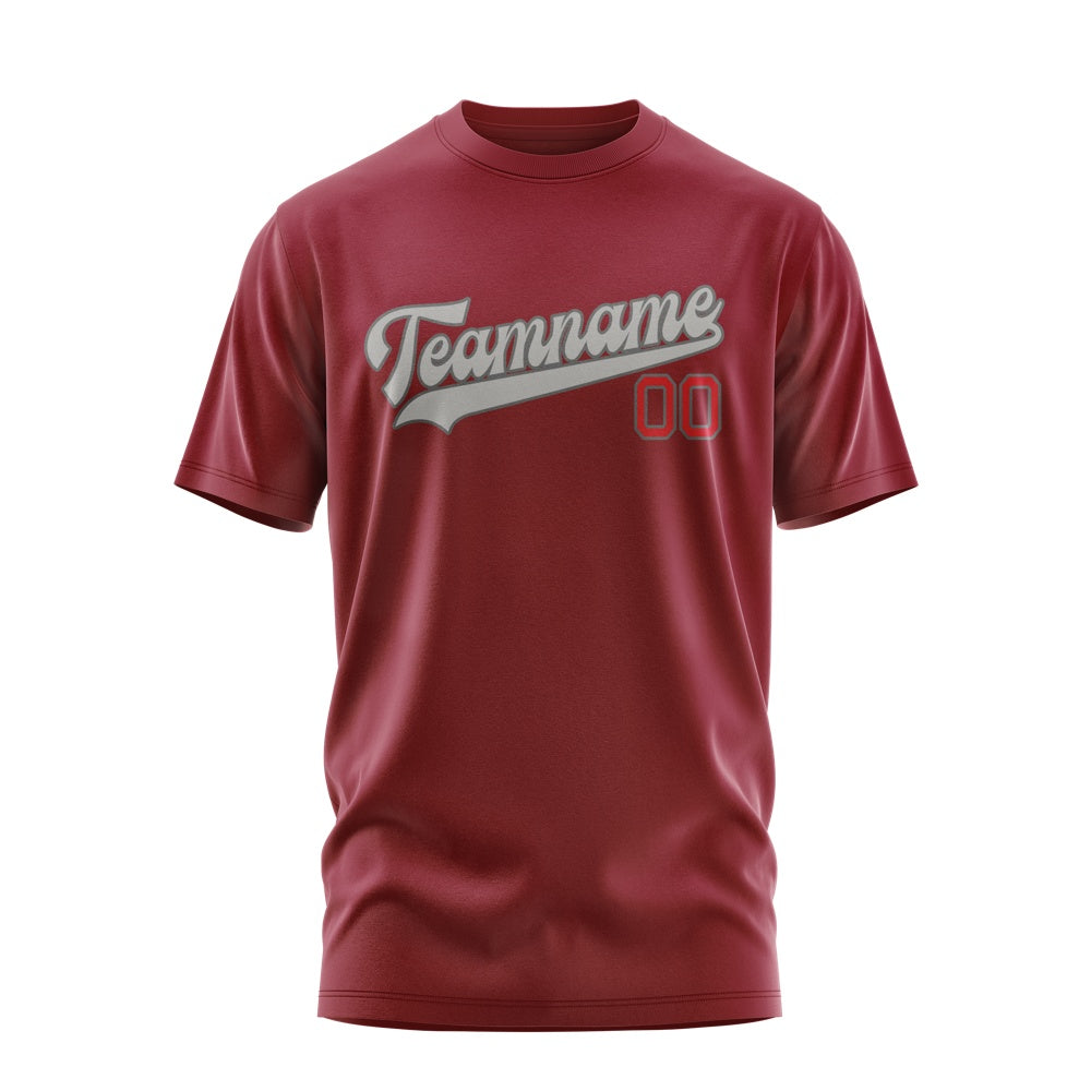 Custom Crimson Red Gray T-Shirt